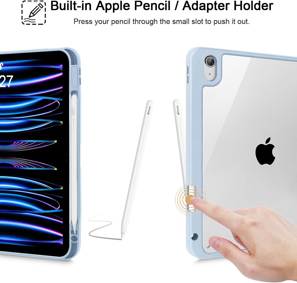 Mektron Case for 2026 iPad Air 13 inch M4 Cover Compatible 2025 iPad Air 13 inch M3 2024 iPad Air 13 inch M2 with Pencil Holder Shockproof Clear Shell, Patchwork Floral