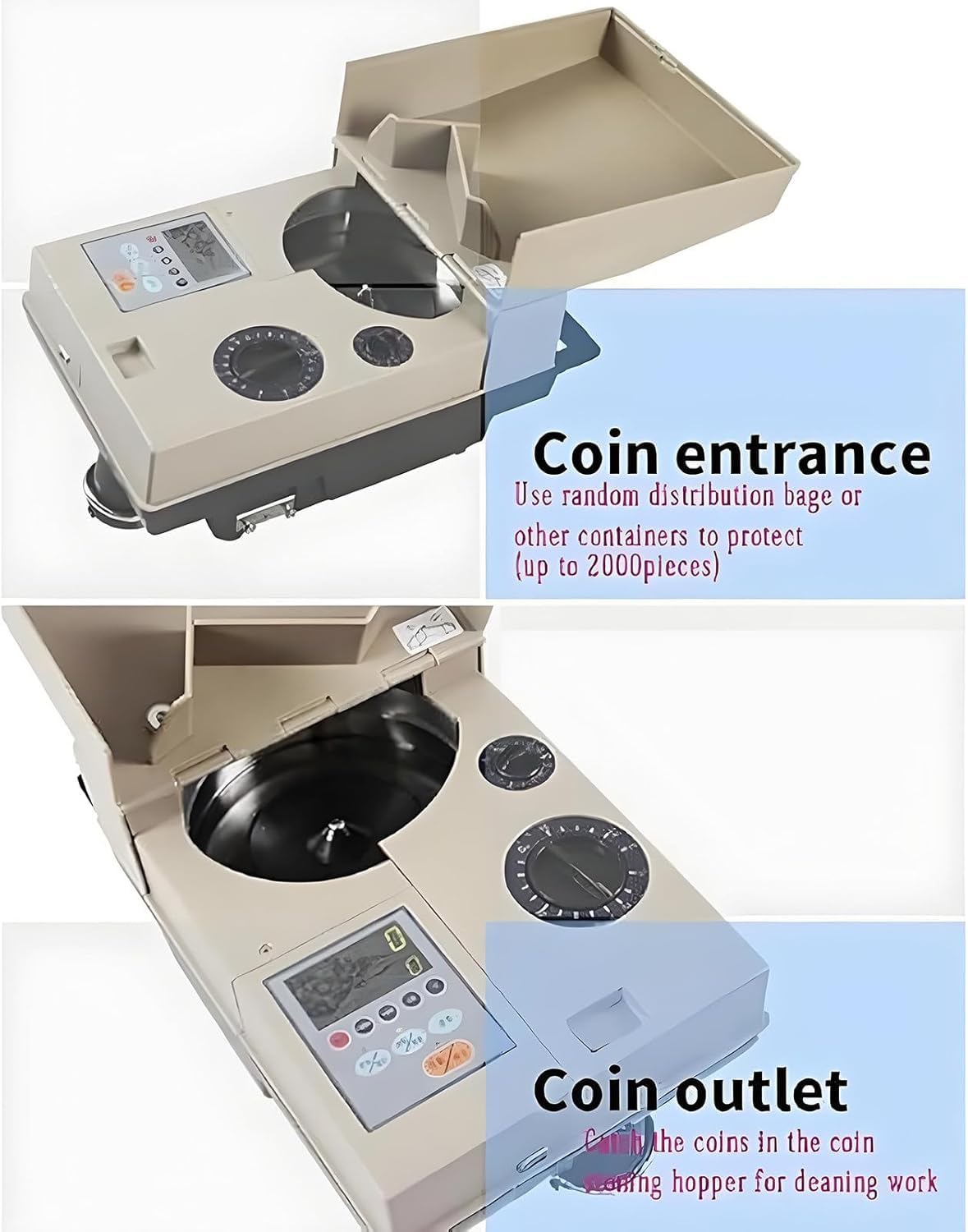 Münzsortiermaschine mit LCD-Display, 2000 Kapazität, schnelles Sortieren für 14-34 mm Münzen, ideal für den privaten und geschäftlichen Gebrauch