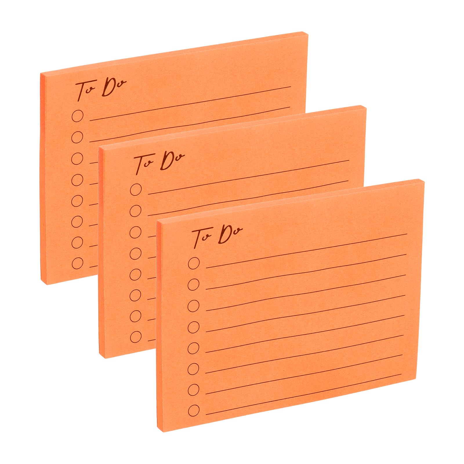 PATIKIL 4x3 to Do Lined Sticky Notes, 3 Pad Daily to Do List Notepads Sticky Notes, Checklist Message Self-Stick Pads for Home Office Reminders Lists Planning, Orange Red, 50 Sheets/Pad