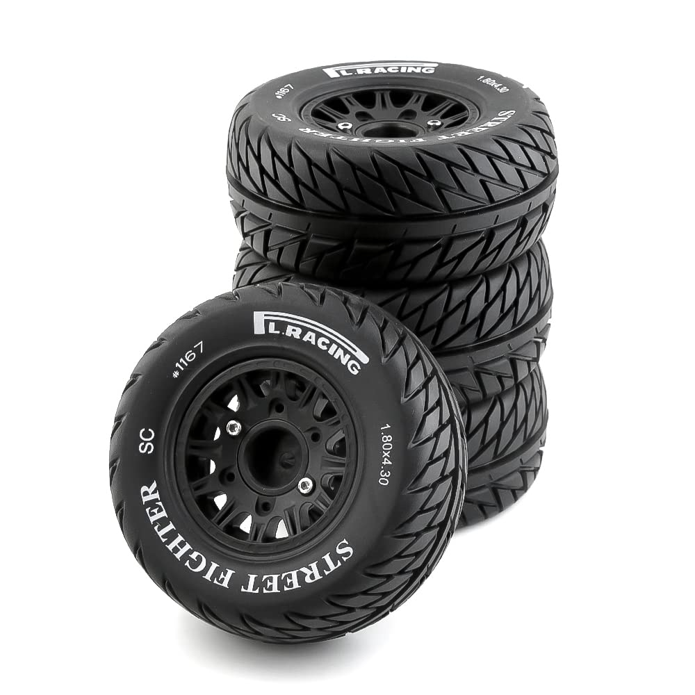 Pneus RC en caoutchouc 1/8 1/10 noirs par 4 pour TT02 et PTG-2