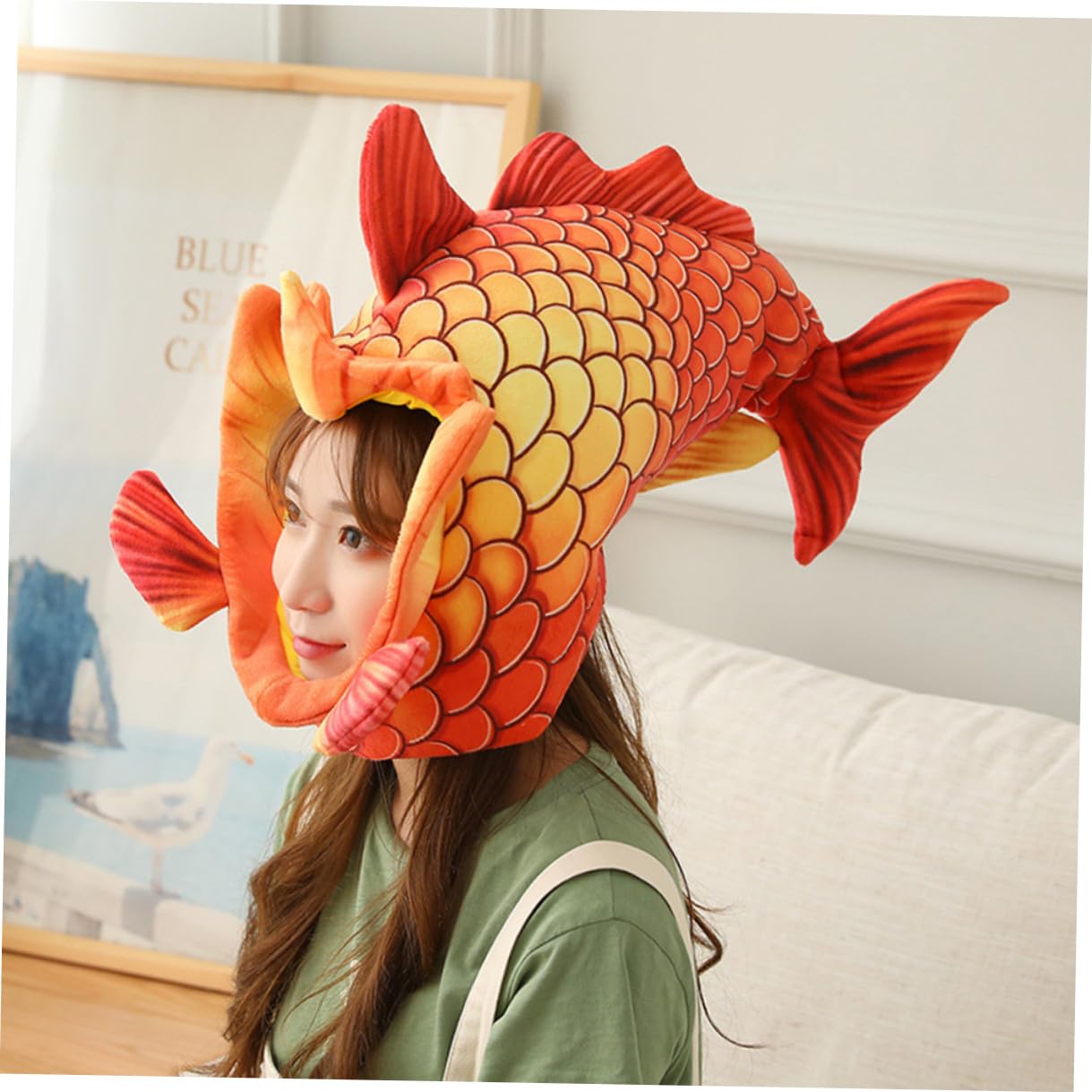 Gatuida Gorro Divertido de Halloween para Disfraz Diseño de Pez Rojo Accesorio para Actuaciones y Fiestas Temáticas Material Cómodo y Fácil de Limpiar