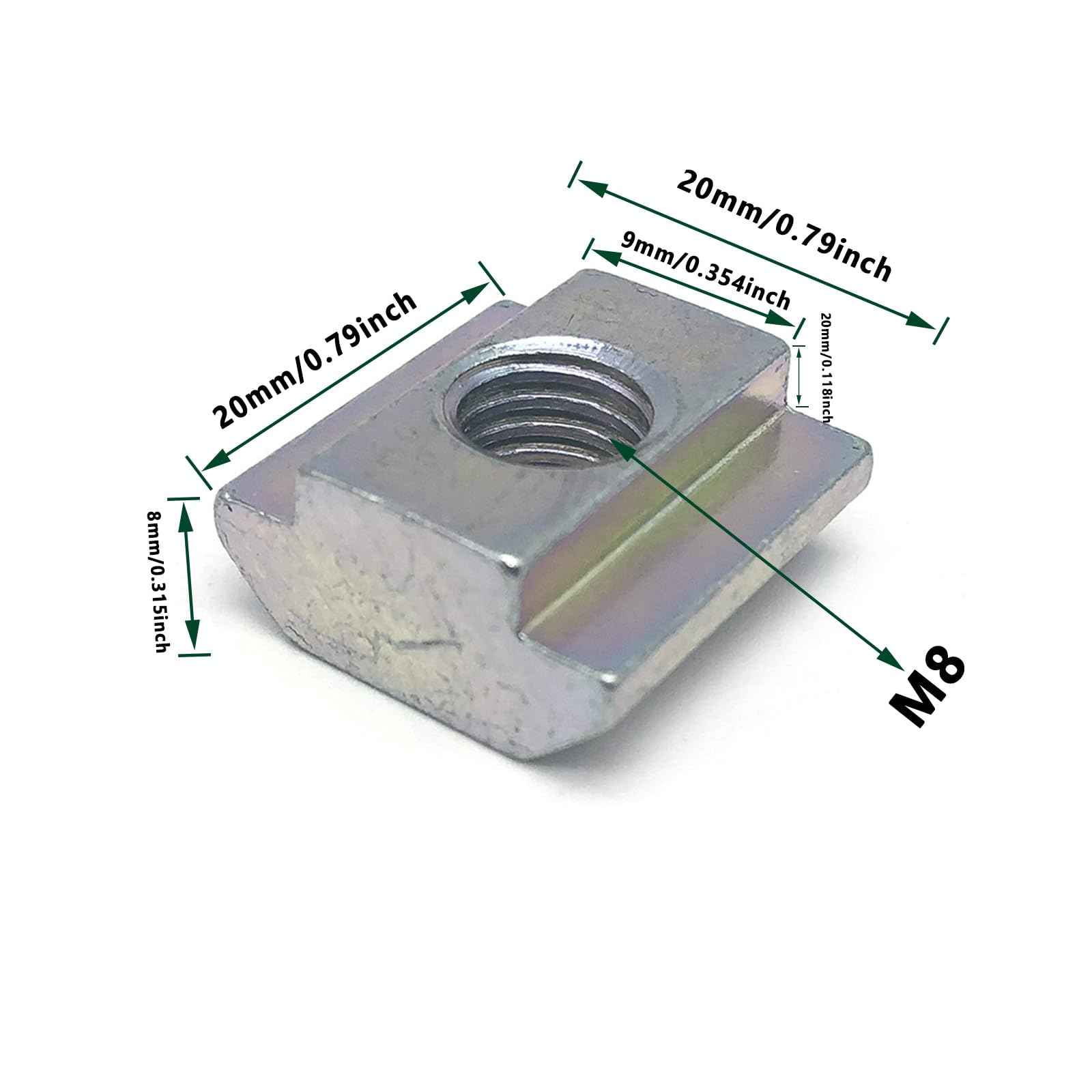 Uxcell Slide In T-Nut, M3 Half Round Roll In Sliding Threaded For 3030