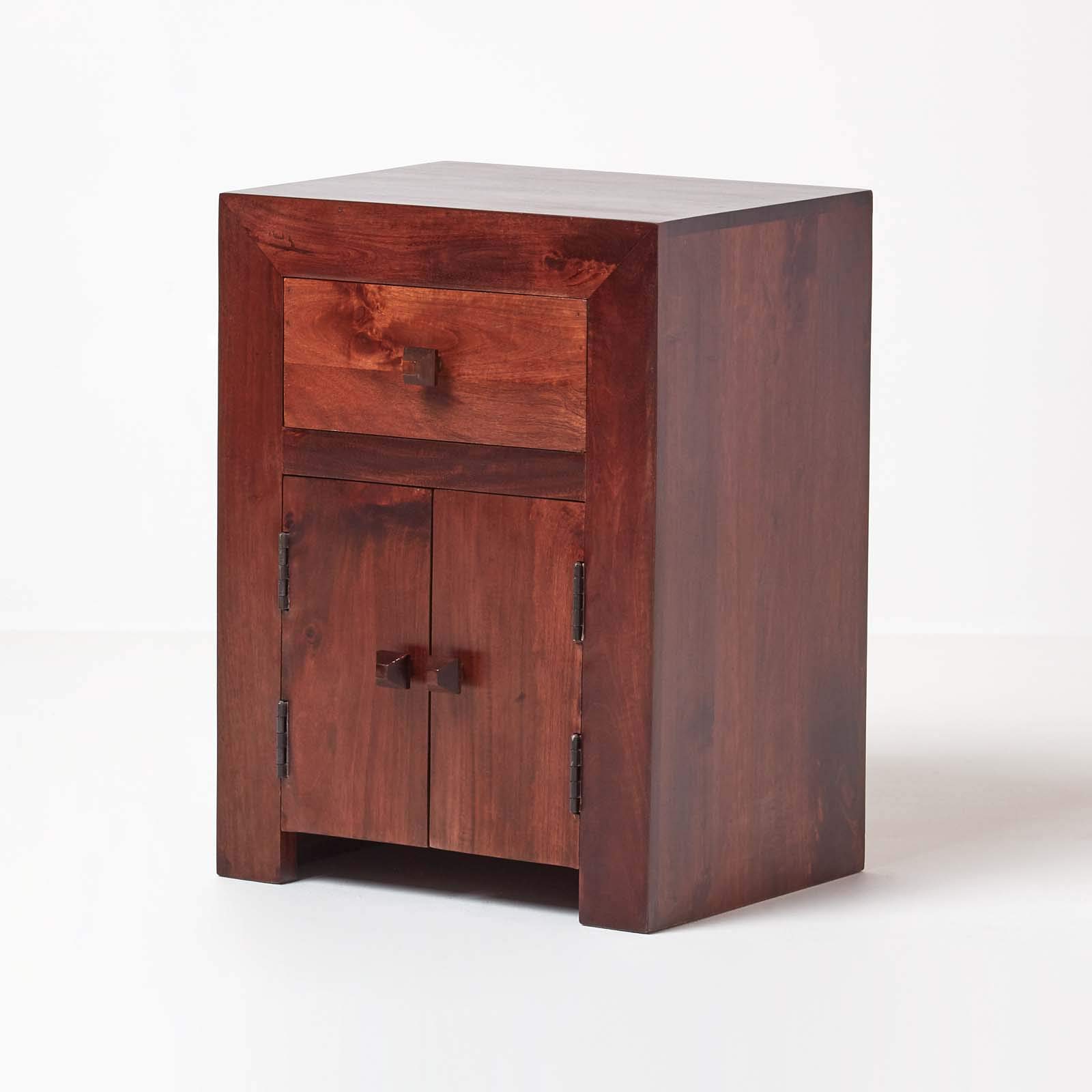Homescapes Dakota Dark Wood Bed Side Cabinet With Drawer