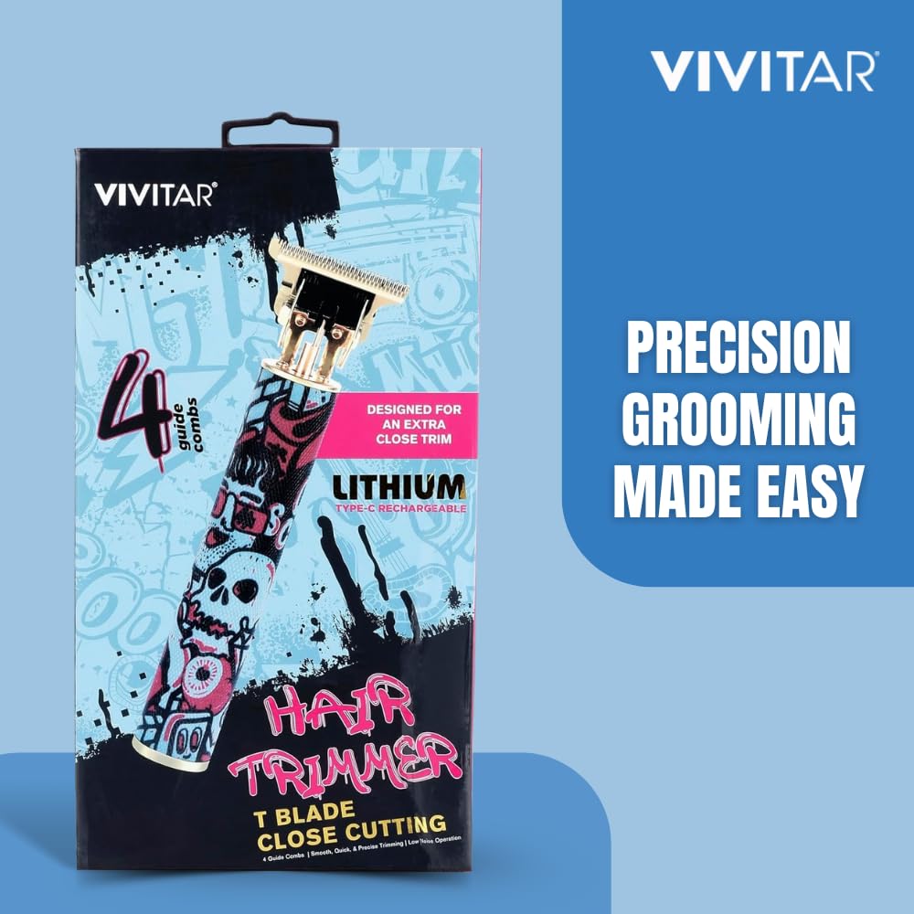 Vivitar Cordless Hair Trimmer features graphic