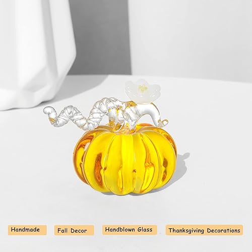 Miniatura 2 de LONGWIN Figuras de calabaza de vidrio soplado a mano, pisapapeles, 2.9 pulgadas, decoración de calabaza falsa de Halloween, decoración de cosecha de