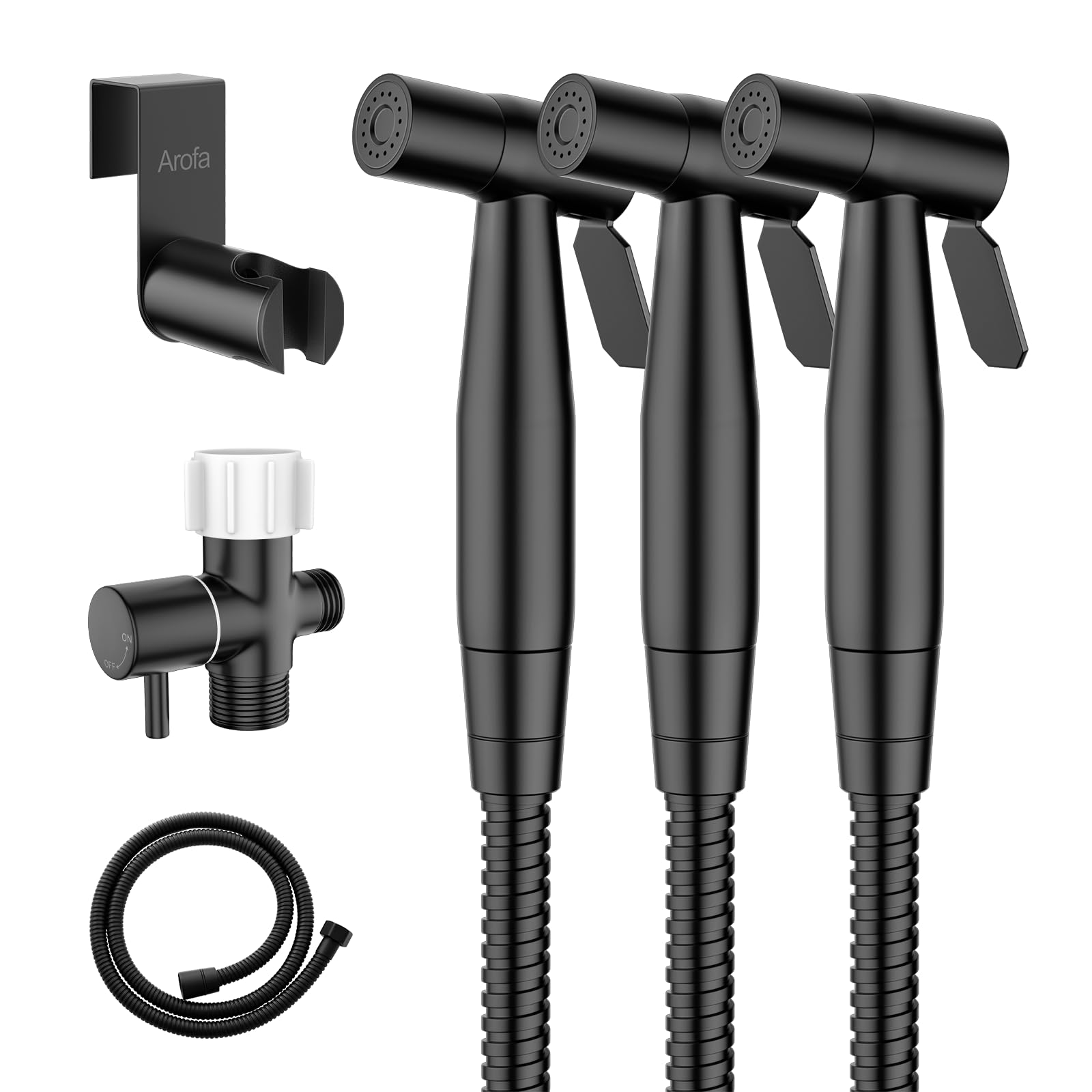 Arofa Black Handheld Bidet Sprayer, Bidet Attachment for Toilet, 3 Pack