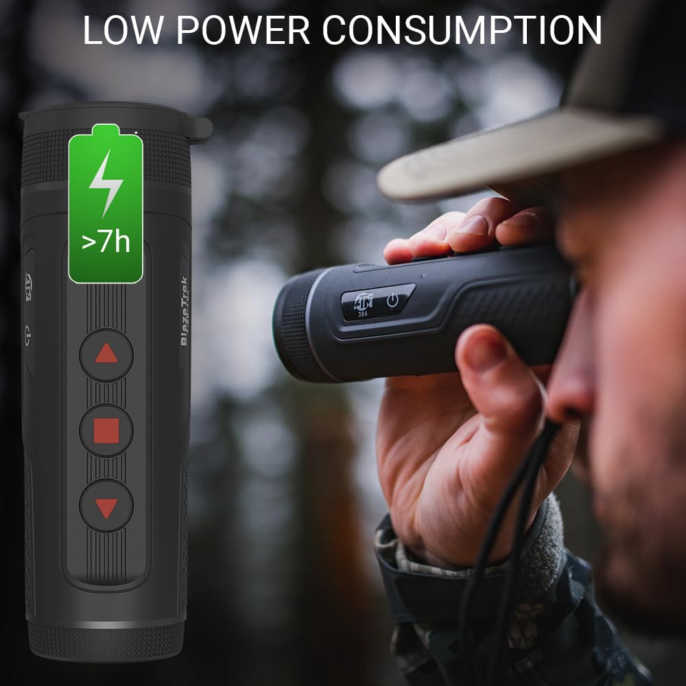 ATN BlazeTrek - Monocolo termico da caccia, sensore 384 x 288/640 x 512, 50 Hz, 12 μm, 25 mK, display AMOLED 800 × 600, estrazione oculare da 15 mm, batteria 7+ ore, USB Type-C, IP67, leggero (640 x