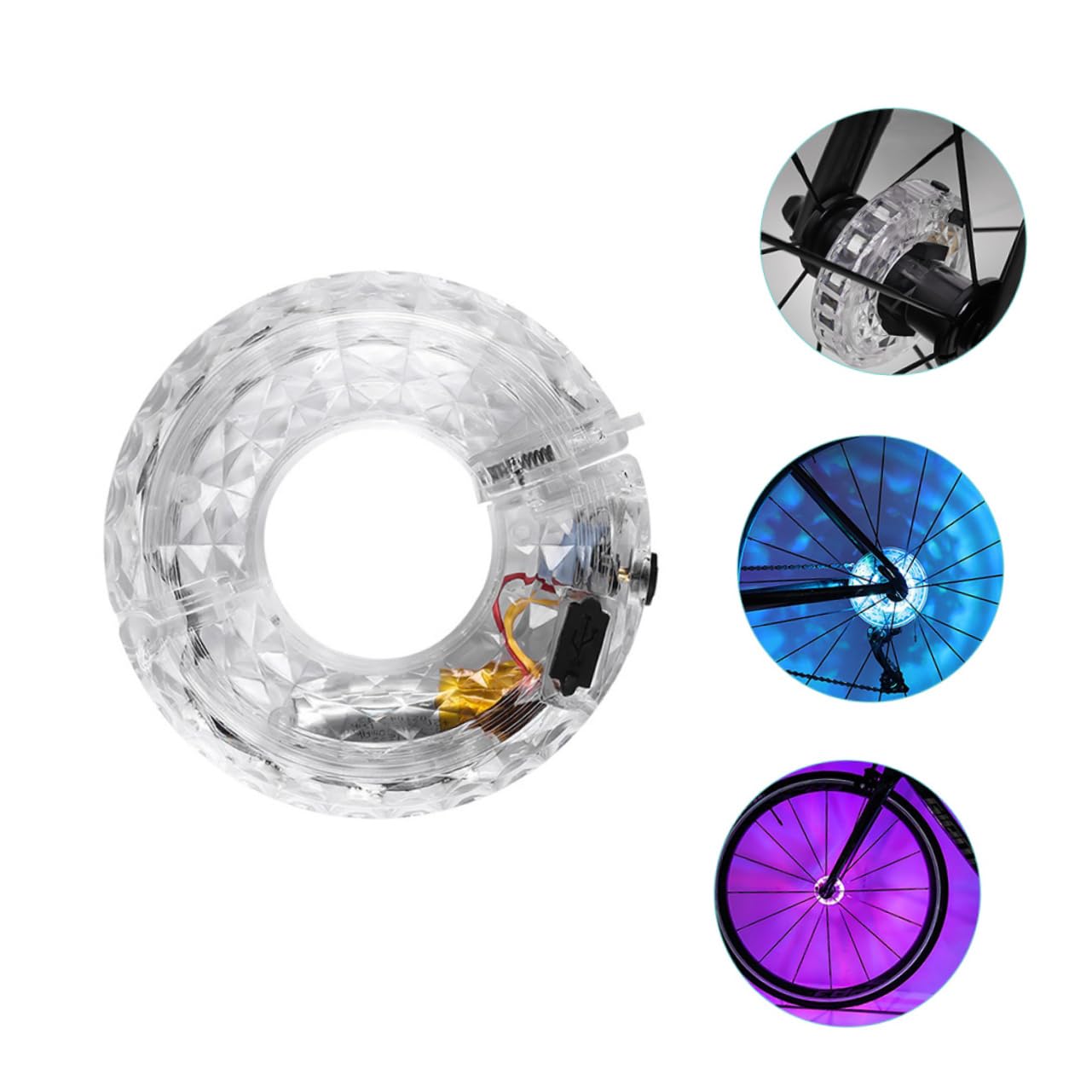 Toddmomy Lampes de Roue de Charge Bike Light lumière de Casque de vélo Cyclisme Scooter Fauteuil Chargement des Feux de vélo Lampe de vélo en Plastique Feux de Roue de vélo Blanche