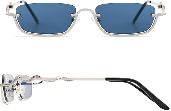 Y2K Snake Sunglasses for Women Men Narrow Rectangular Y2k Chic Sunnies AP3649