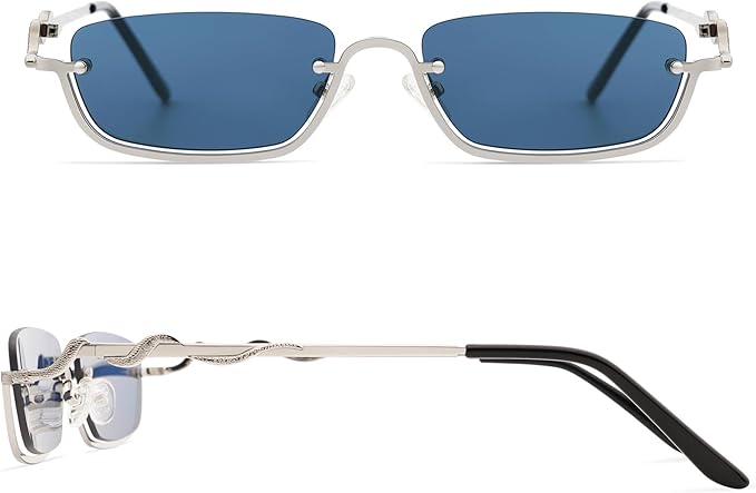 Y2K Snake Sunglasses for Women Men Narrow Rectangular Y2k Chic Sunnies AP3649