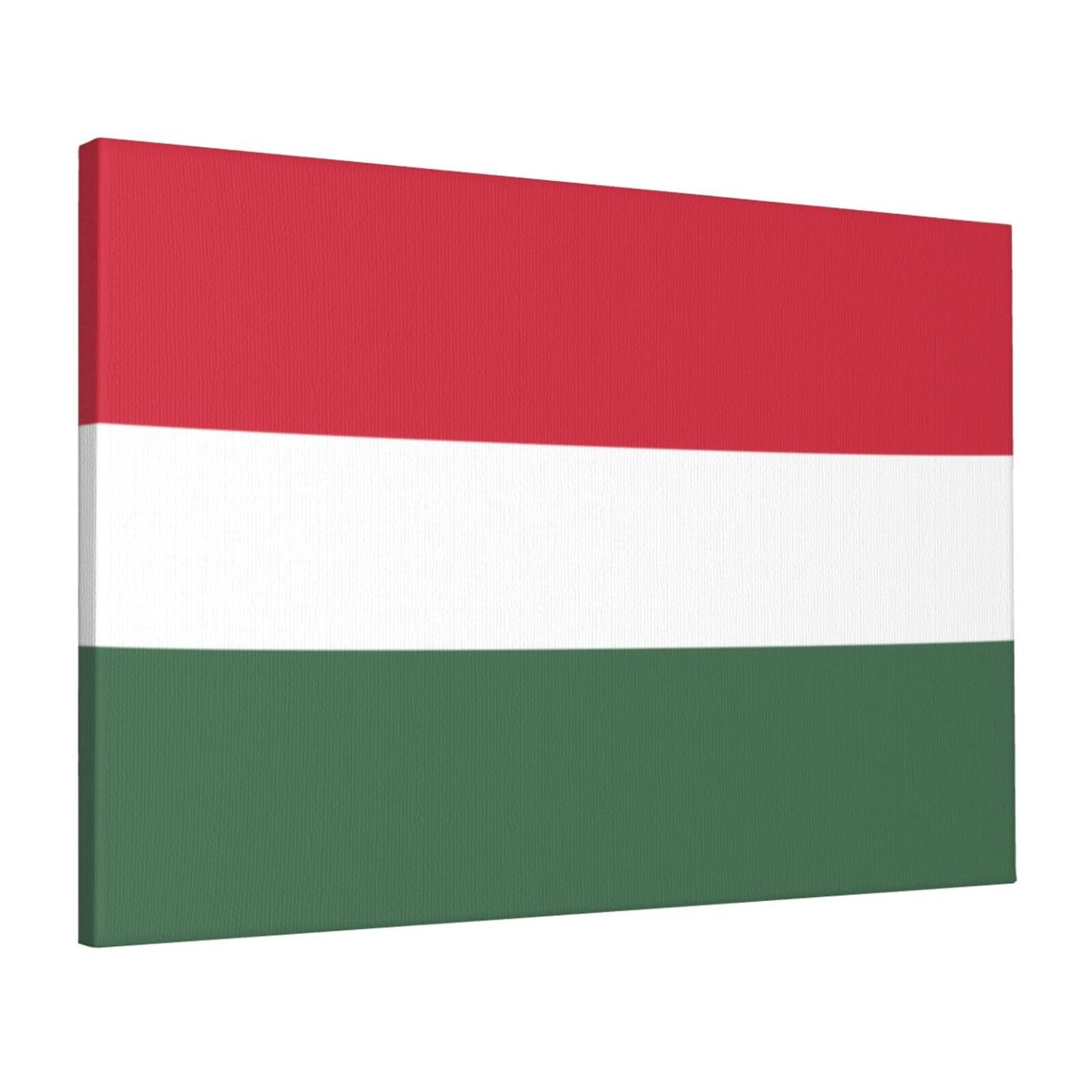 CNTDBU Flag of Hungary Canvas Wall Art 16x24 Inch-Large Modern Painting Print for Living Room, Framed Ready to Hang Artwork for Bedroom
