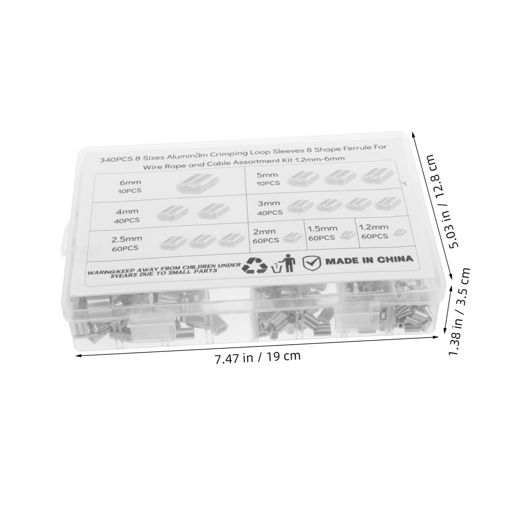 Manchon 1 Aluminium Câble pour Trou Double Métallique, à Set Argenté