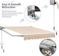 Vista 4 de Giantex Toldo retráctil para patio – Refugio solar de 10 x 8.2 pies con manivela manual fácil, estructura de metal resistente, toldo exterior