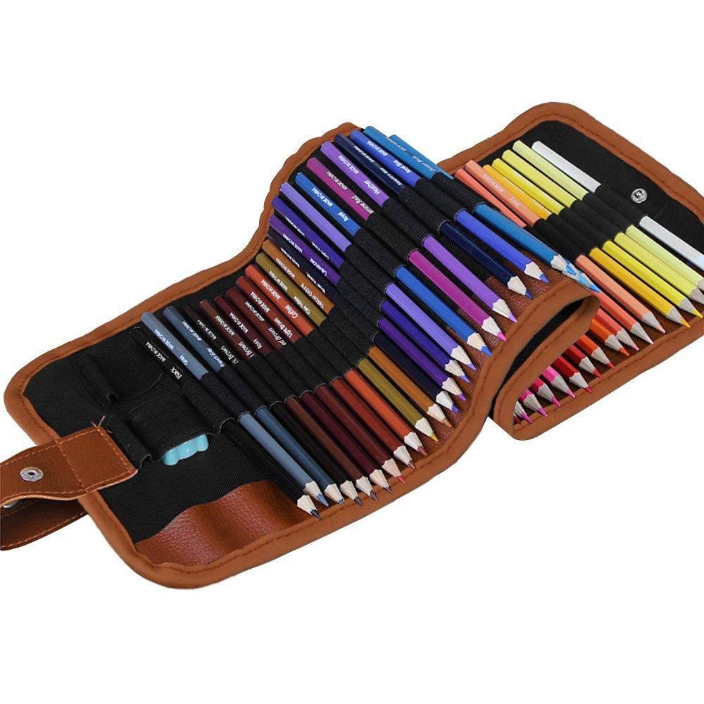 48 Pcs Colored Pencils Set Vivid Watercolor Pencils Set with Portable Roll-Up Canvas Carry Case Best Gift