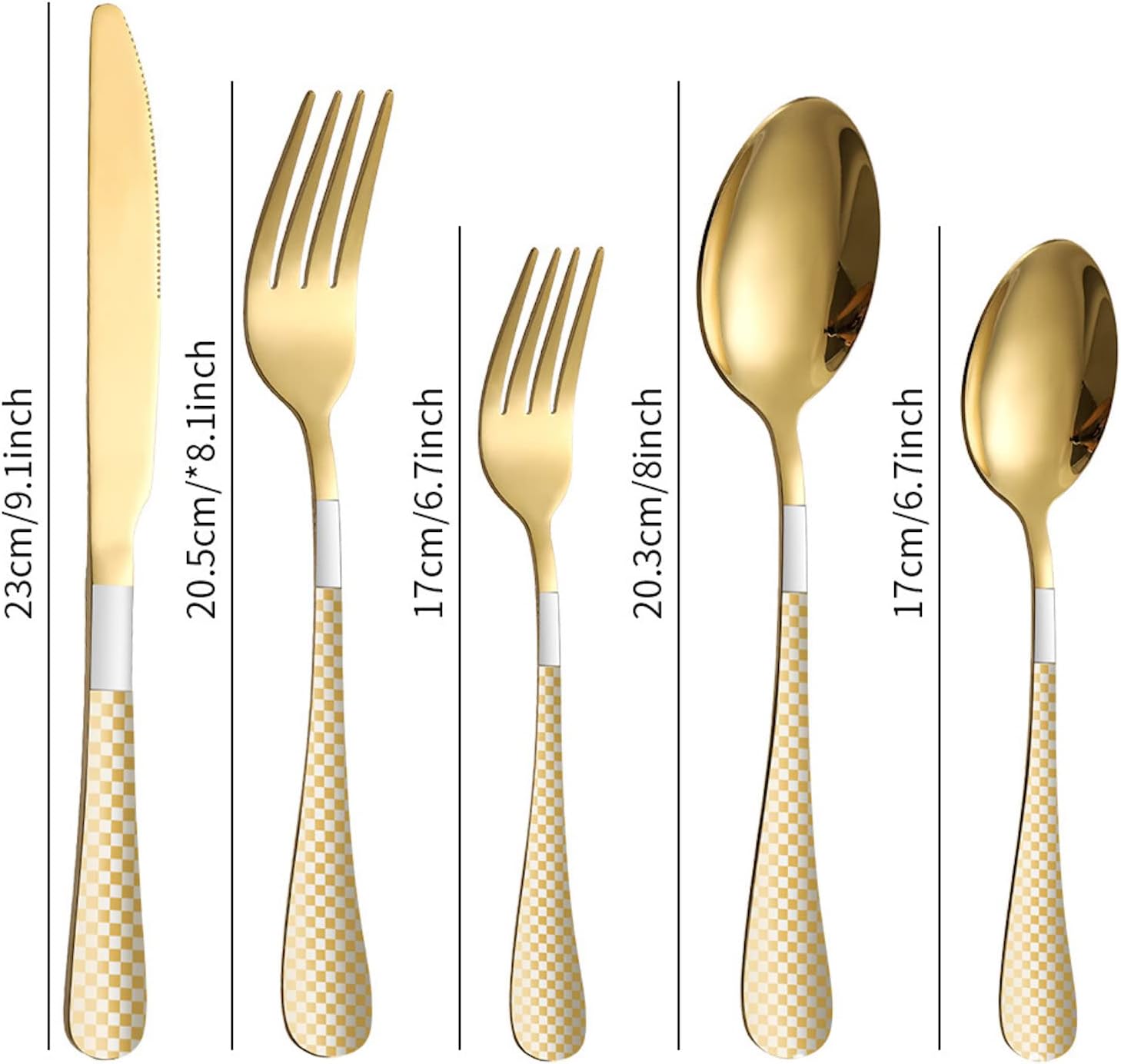 Vilihkc Plaid Print 20 Piece Stainless Steel Silverware Flatware Set for 4 with Knife, Fork, Spoon, Dishwasher Safe