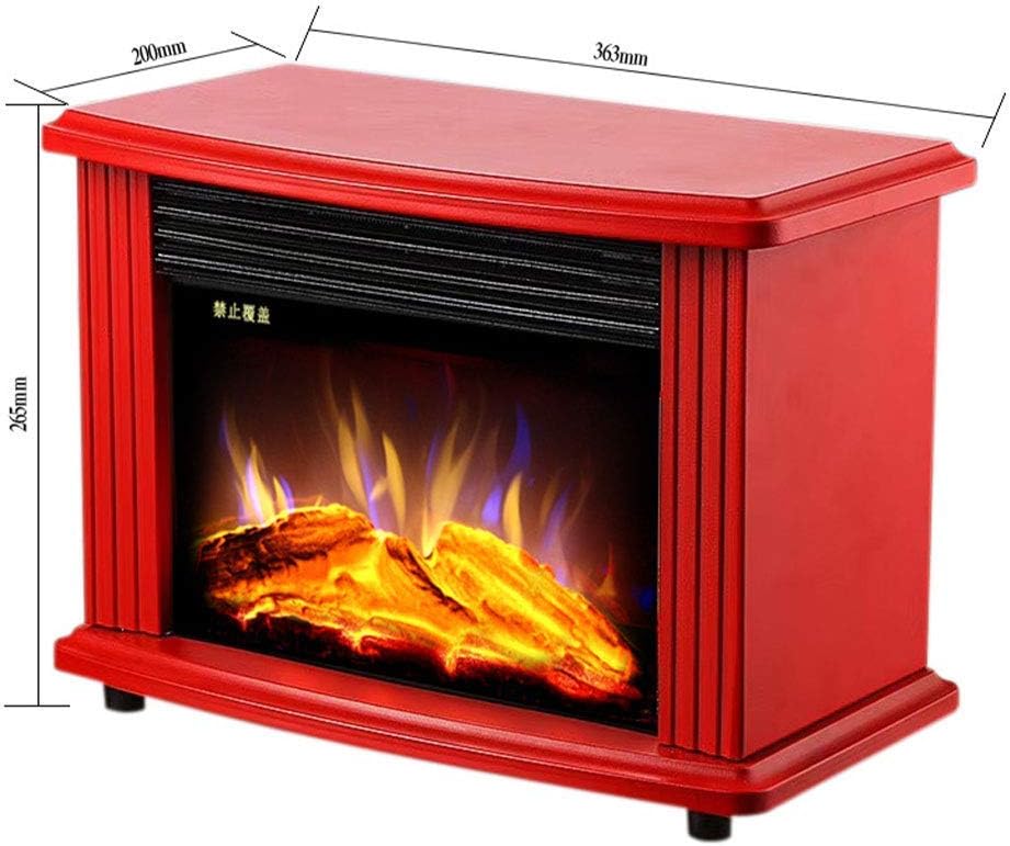 Electric Stove Heating with Wood Burner Flame Effect Vintage Decorated Fireplace with 3D Simulation Flame Household Mobile Small Fireplace Heater