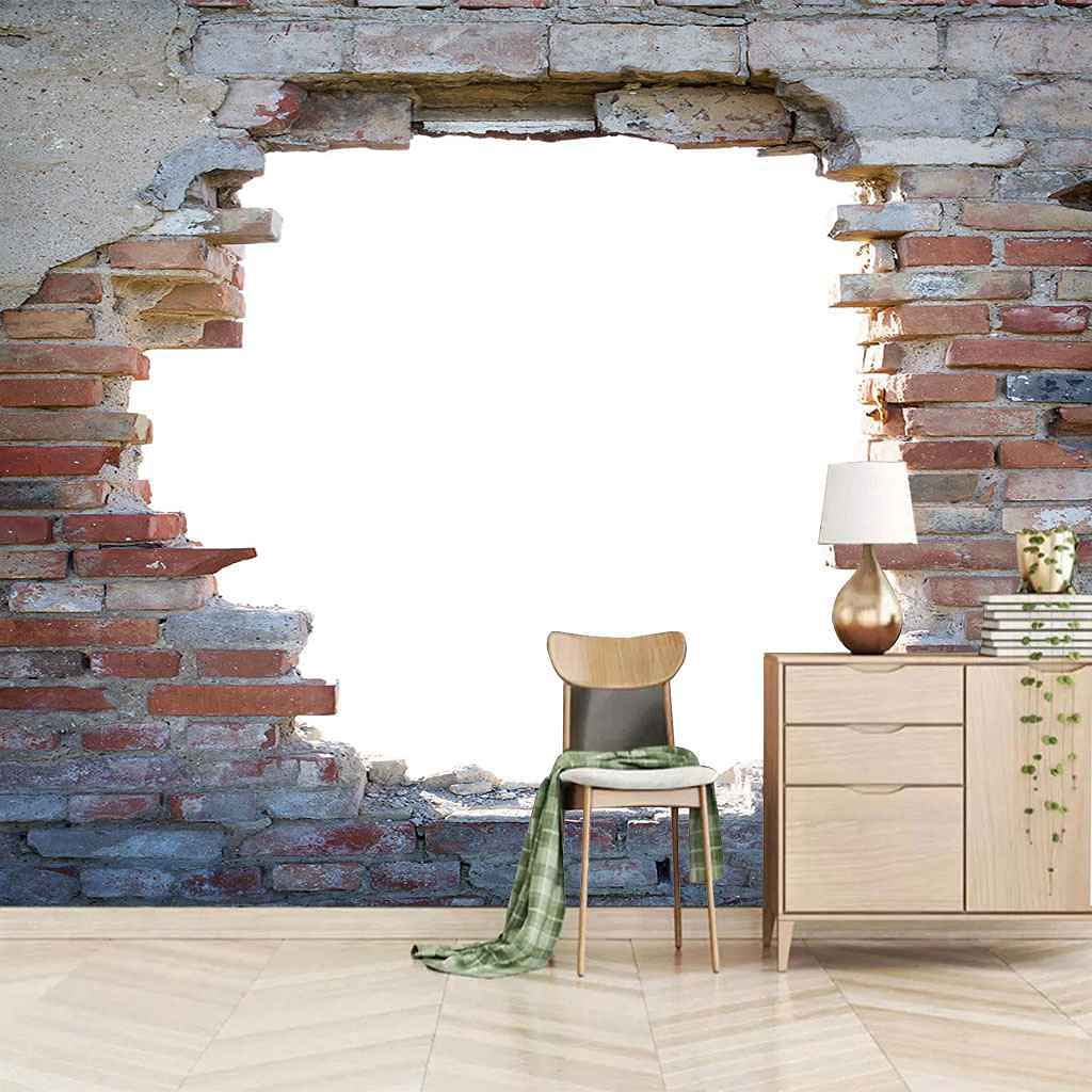 Papier Peint Photo 3D Effet Brique Vintage Toile Auto-adhésive Grand Format 400x280 cm pour Salon