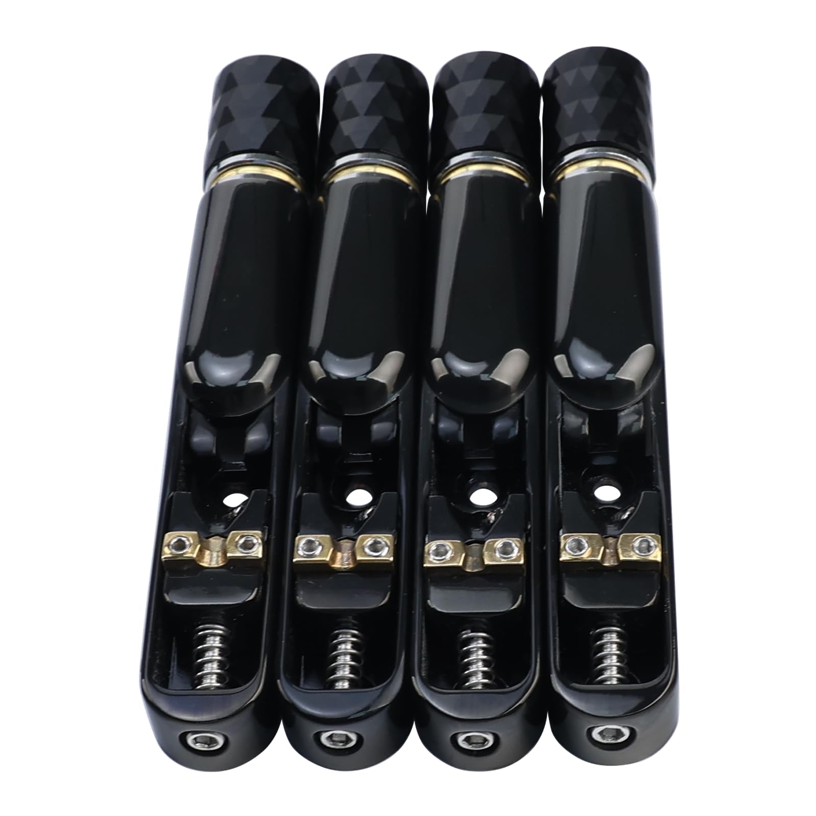 Confezione da 4 singoli ponte tubolare fisso singolo a 4 corde per basso elettrico senza testa, parti di ricambio per basso elettrico a 4 corde (nero conduttivo)