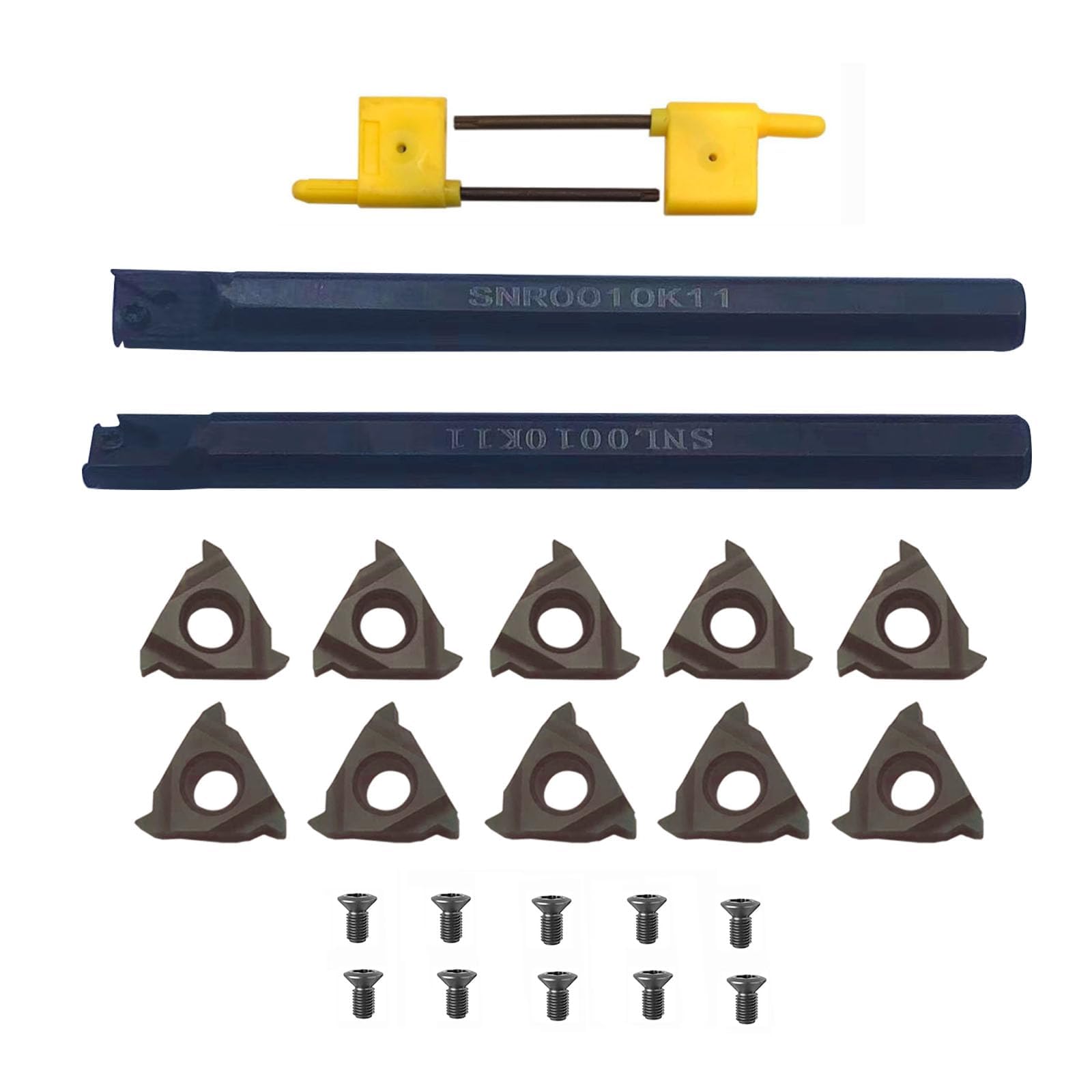 zouzmin 24pcs 3/8inch Lathe Threading Tool Internal Threading Tool Holder SNL0010K11 SNR0010K11 Threading Inserts 11ER AG60 11IR AG60 for Boring Bar