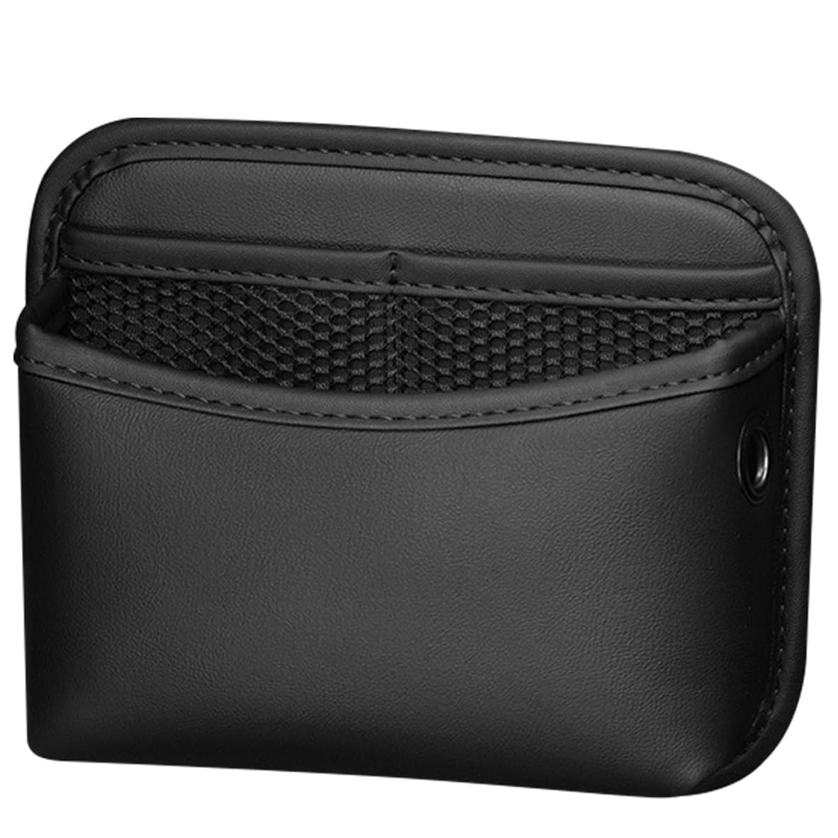 PU Leder Auto Seite Tasche Veranstalter Seitentasche für Autositze Universal Autos Tasches Handyhalter Aufbewahrungsbox Autos Zubehör Innenraum Geeignet für Organisation Von Konsole (Schwarz)