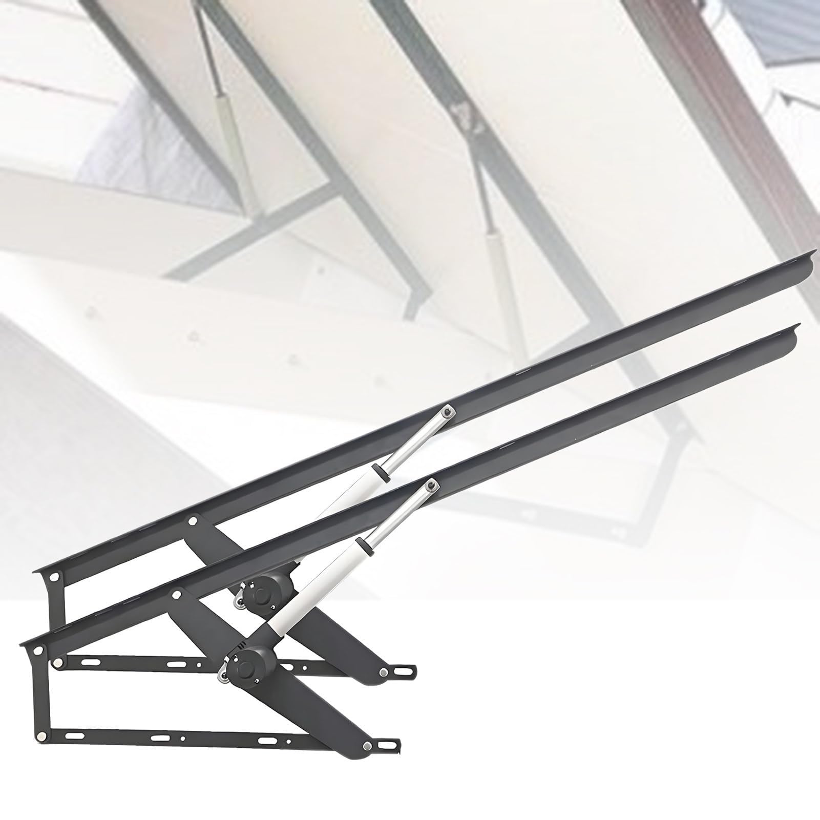 Mecanismo eléctrico de elevación Cama Acero con Control Remoto, Kit 2 puntales Resorte Gas Alta Resistencia hidráulico for Caja Almacenamiento y Bases diván muelles(Black,80cm)
