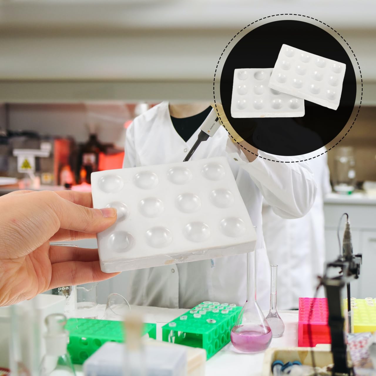 2 Stk Reaktionsplatte aus Keramik Spotplatte für Chemielabore Zubehör für Labortests Keramikreaktionsplatte Mehrloch-Design Reaktionsplatte Porzellan-Tüpfelplatte für Experimente