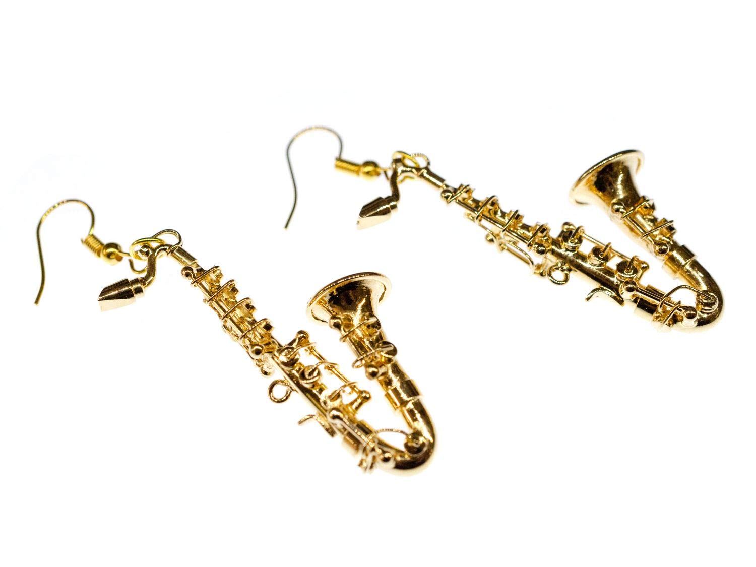 Orecchini fatti a mano sassofono – idea regalo per musicisti con confezione regalo