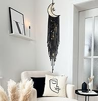 Vista 5 de Atrapasueños Atrapasueños de Luna con Luz, Atrapasueños Negro para Niñas y Niños, Decoración de Pared de Dormitorio, Decoración de Navidad