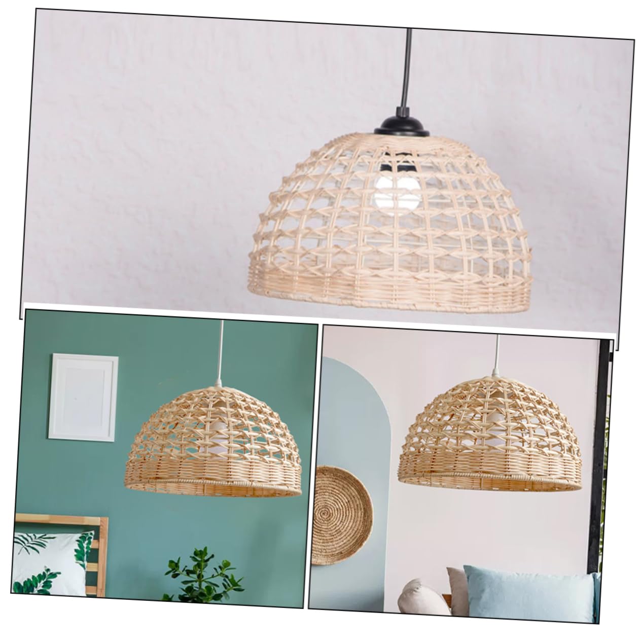 Housoutil Rattanowy Abażur Wiszące Lampy Odcienie Chic Light Akcesoria Rustykalne Abażury Wiszące Oświetlenie Sufitowe Odcień Wisząca Odcienie Tkany Abażur Części Zamienne Do Lampy