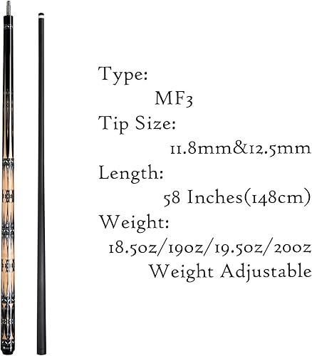 Miniatura 5 de Taco de piscina de fibra de carbono,Palo de taco de desviación baja de 0.465 in0.492 in, palo de piscina profesional con estuche