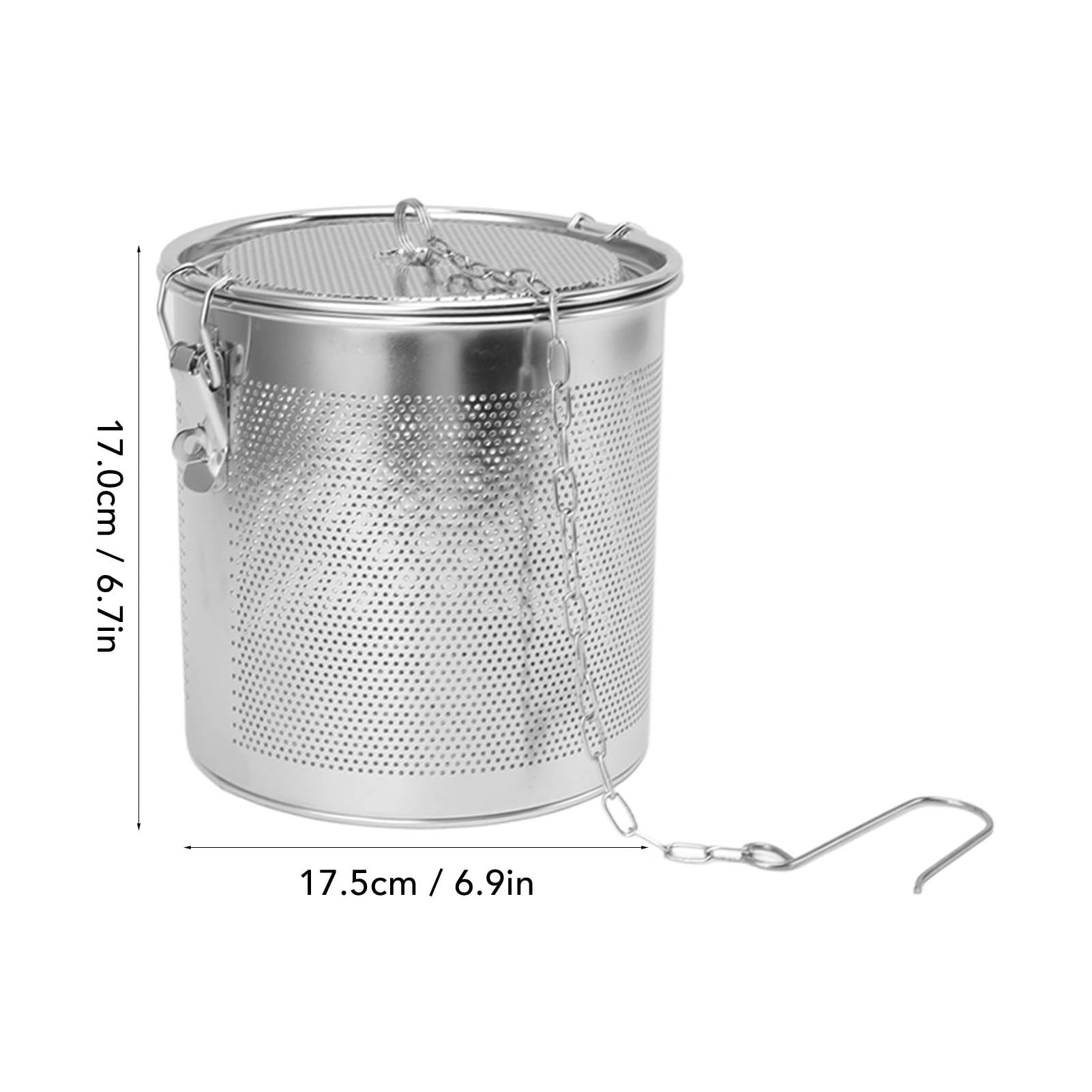 Tissting Filtro de Té 4.3L Acero Inoxidable con Cadena Colgante - Infusor de Té y Especias para Cocina, 17x17.5 cm, Diseño a Presión y Superficie Pulida, Ideal para Uso Doméstico y Restaurantes