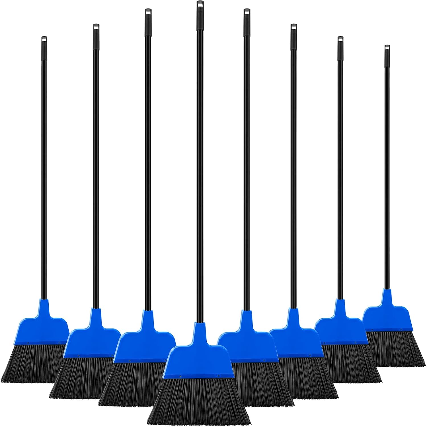 8 Pcs Outdoor Broom for Floor Cleaning 54 Inch Commercial Heavy Duty Broom Long Handle Kitchen Household Angle Brooms for Sweeper Sweeping Indoor Dust Hair Cleaner Corn Shop(Black)