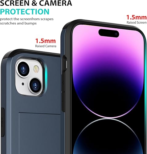 Miniatura 4 de ZUSLAB Funda con ranura para tarjetero compatible con Apple iPhone 15 de 6.1 pulgadas 2023, funda tipo cartera para teléfono con 1 protector de