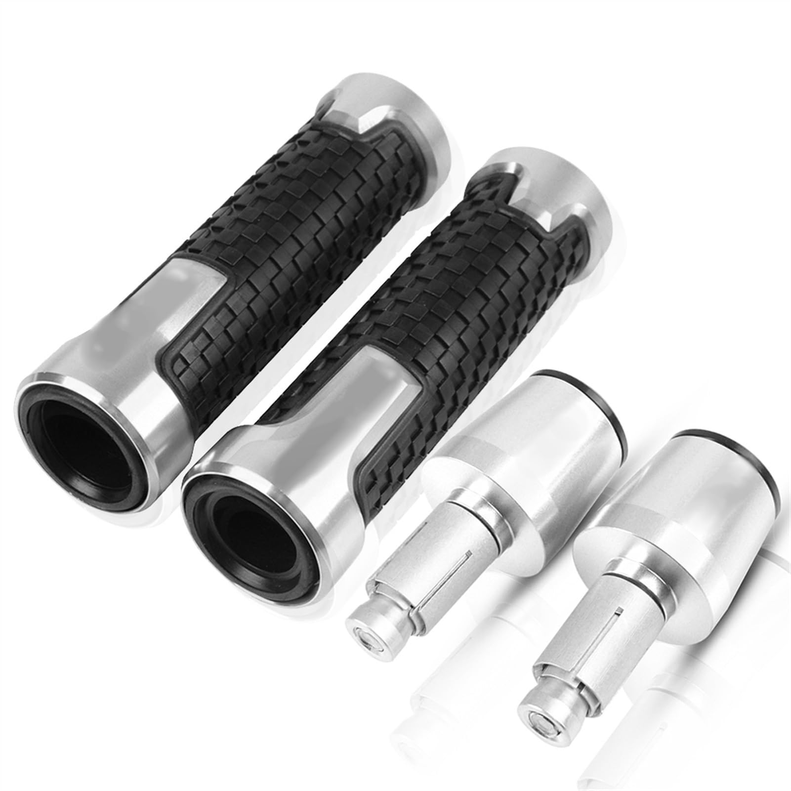 Puños de manillar para Honda CBR954RR y 650 RR 2002-2006 en color plata con tapón de extremos