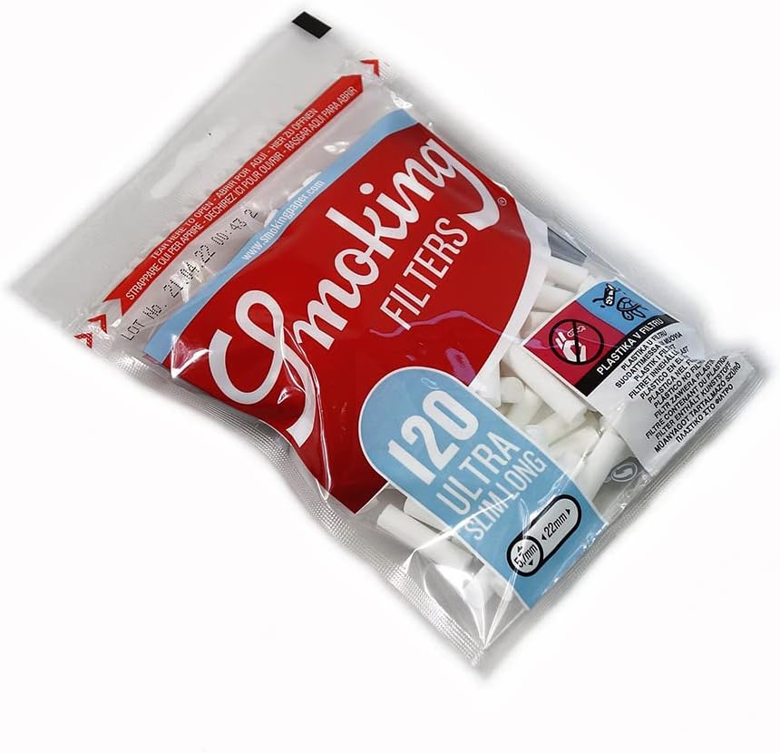 Ultra Slim Extra Long Filter, 120 Tips (5.7 X 22 Mm, White)