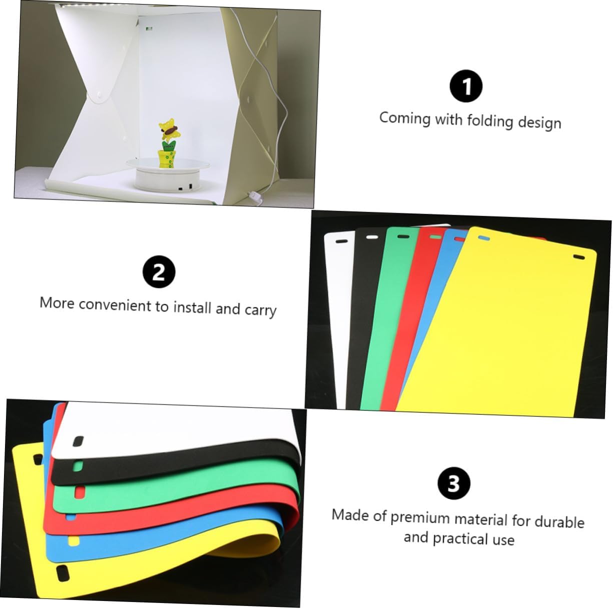 Artibetter Portable LED Mini Folding Light Box 30cm with Double Light Strips and 6 Color Photography Backdrops for Product Photo Studio Shooting