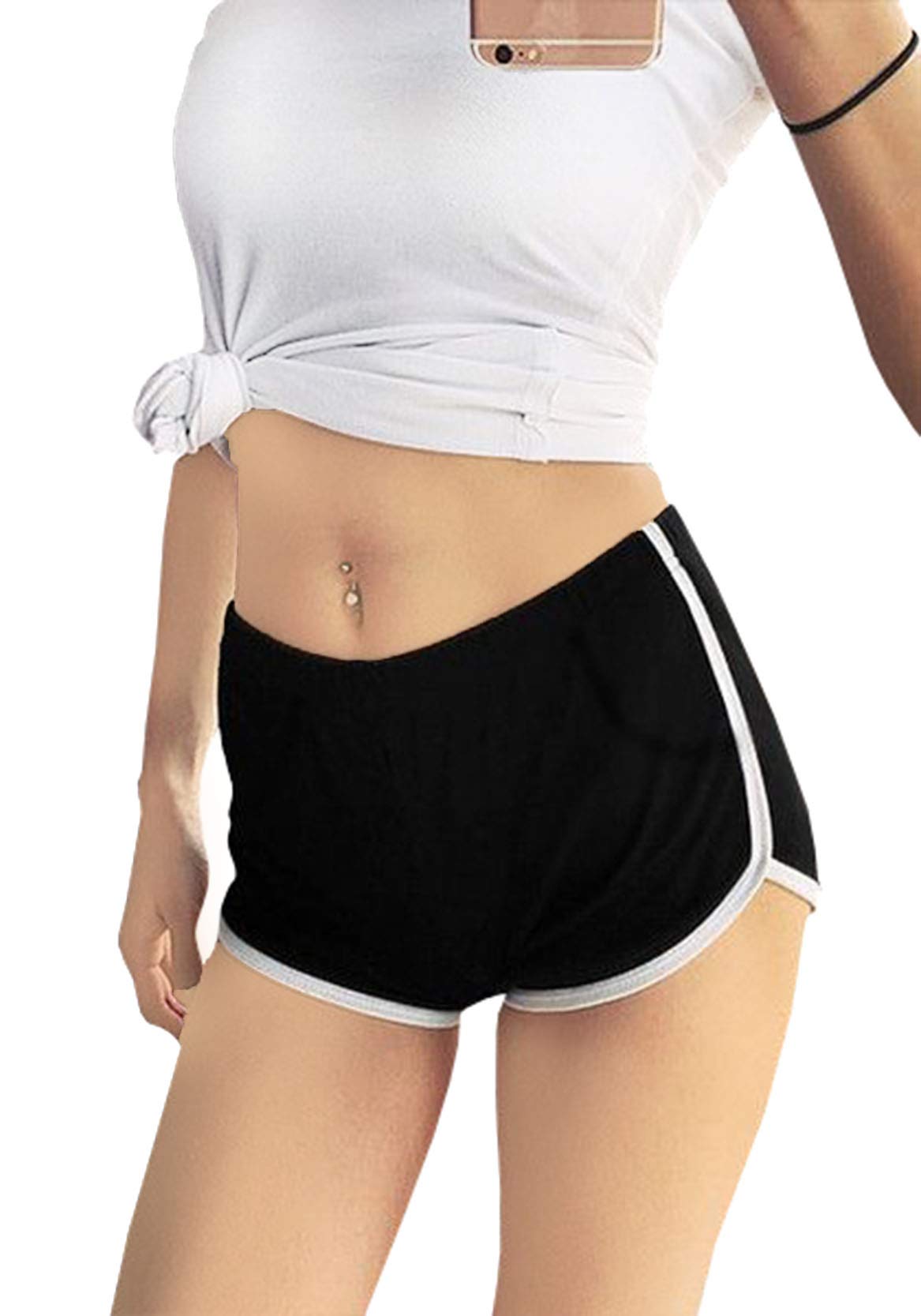 Clossy LondonWomen's/Girls Trim Piping Shorts hot Pants Short Shorts Super Sexy Shorts with White Piping Casual Beach Summer Running Gym Yoga Dance Ladies