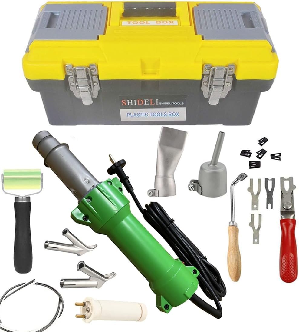 Beyondlife 1600W Led Iluminación Herramienta de Soldadura Soldadura Plástico Pistola Calentadora de Caliente Conjunto Máquina de Soldadura Pvc Aire Caliente, Con Kit de Soldadura Piso Mariposa, Caja