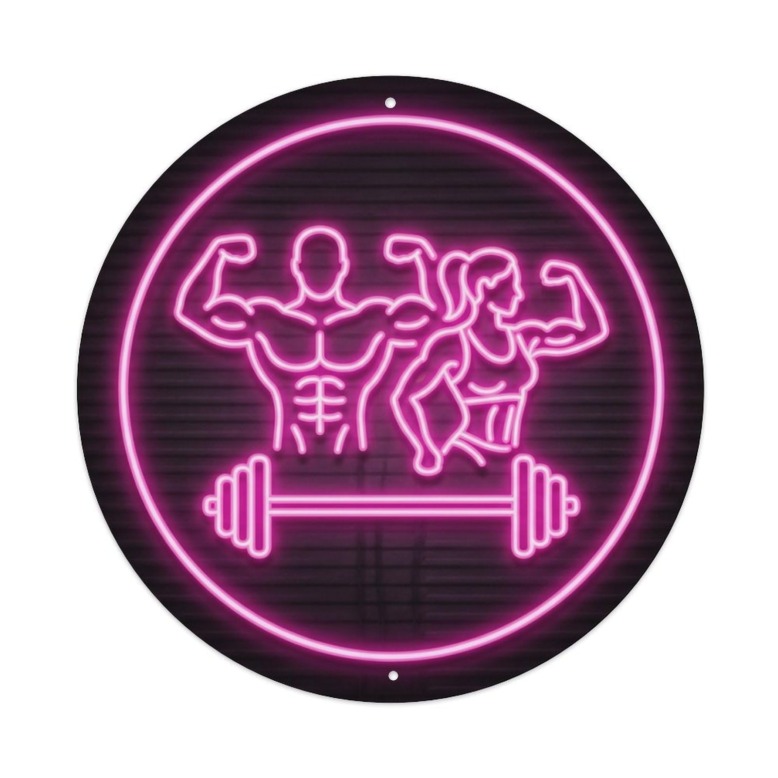 Yrnq 8X8inch Vintage Style Vintage Faux Neon Gym Retro Bodybuilding Fitness Ripped Metal Tin Sign