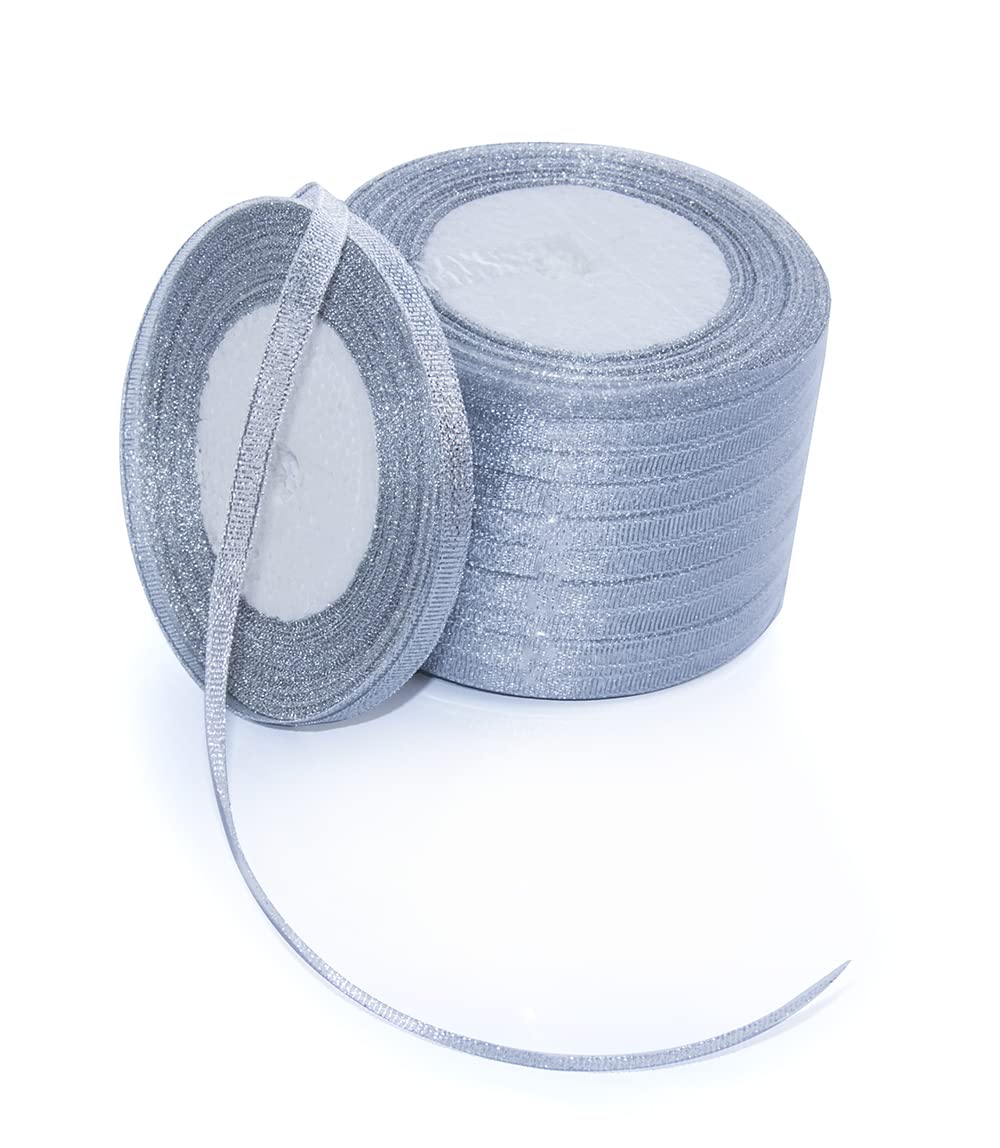 R Moment Golden Ribbon 10 Piece, 25 Yard, 10Rolls Glitter Gift Wrap Ribbons Diy Decorative Ribbons Gift Packaging, Sil86811