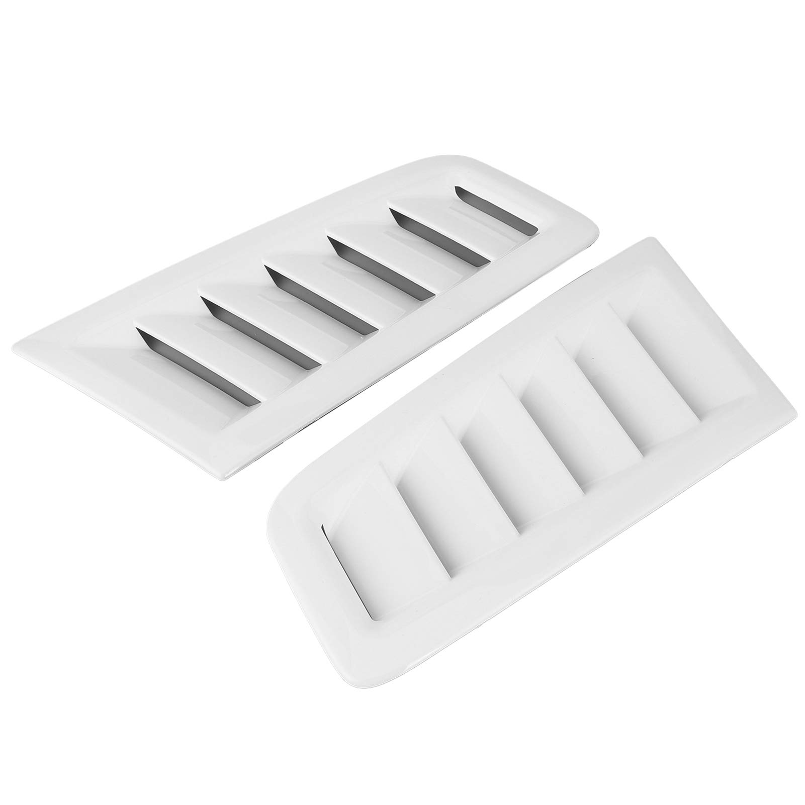 Akozon Couvercle de Garniture de Sortie D'aération du Moteur du Capot, 2 Pièces Le Noir Plastique Évents de Capot Grilles D'aération pour Capot de Voiture pour Focus RS MK2 Style (Blanc Brillant)