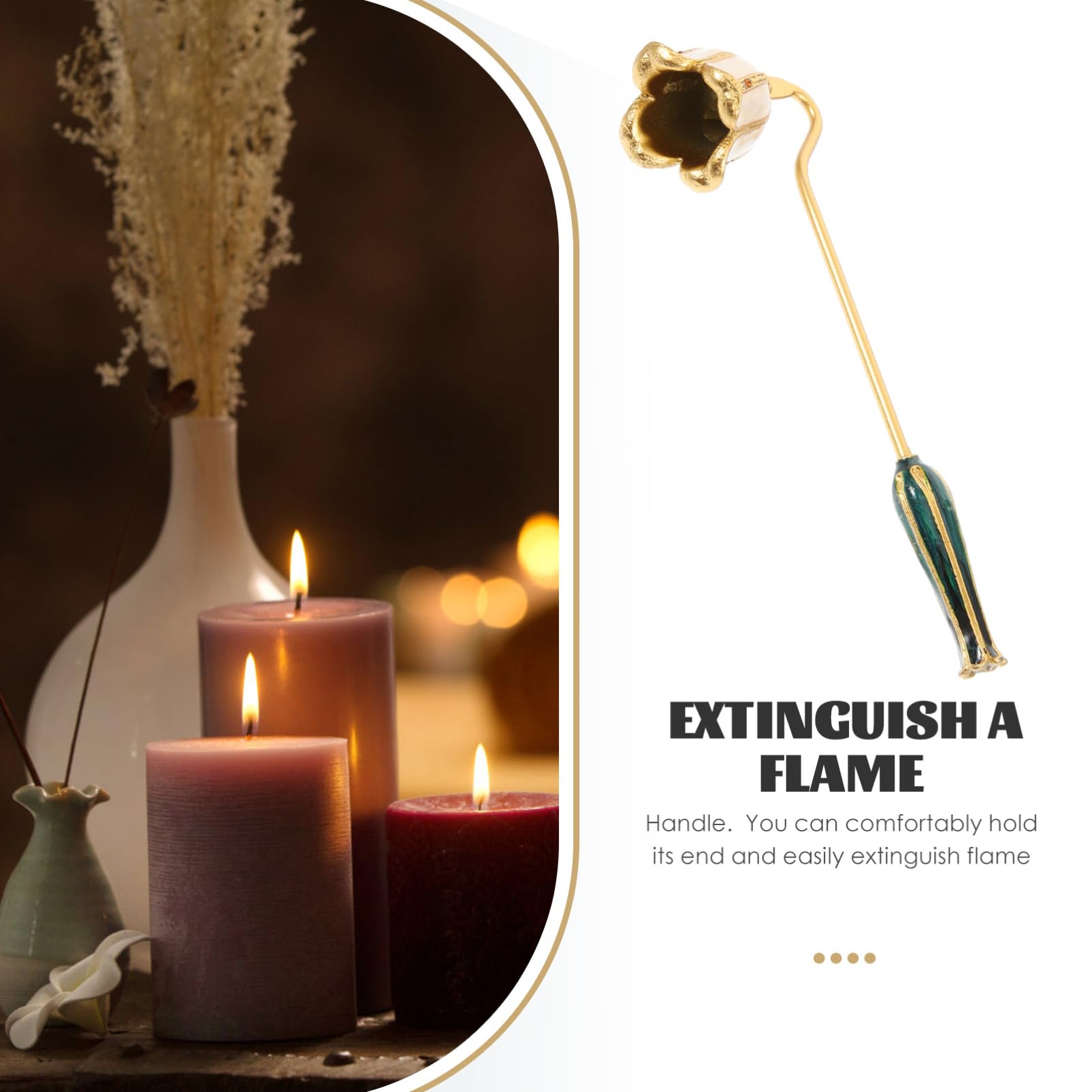 SOLUSTRE Antique Metal Candle Snuffer Tool with Long Wick Extinguisher for Scented Tea Light and Aroma Candles Decor Accessory for Christmas