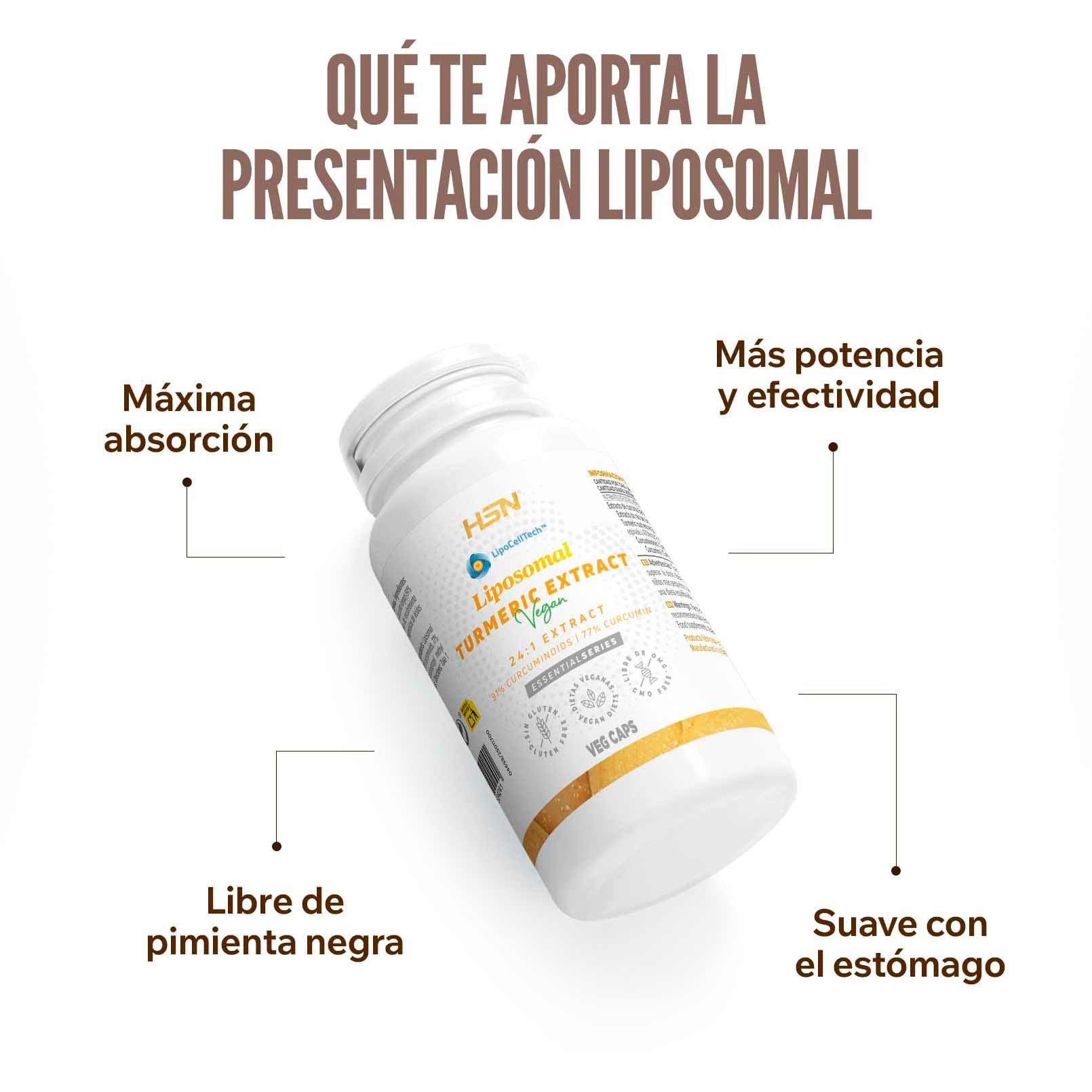 HSN Estratto di Curcuma Liposomiale 280mg (91% Curcuminoidi, 77% Curcumina) | 60 Capsule Vegetali | Tecnologia LipoCellTech™ Protezione Liposomiale +BIODISPONIBILITÀ | Non-OGM, Vegano, Senza Glutine