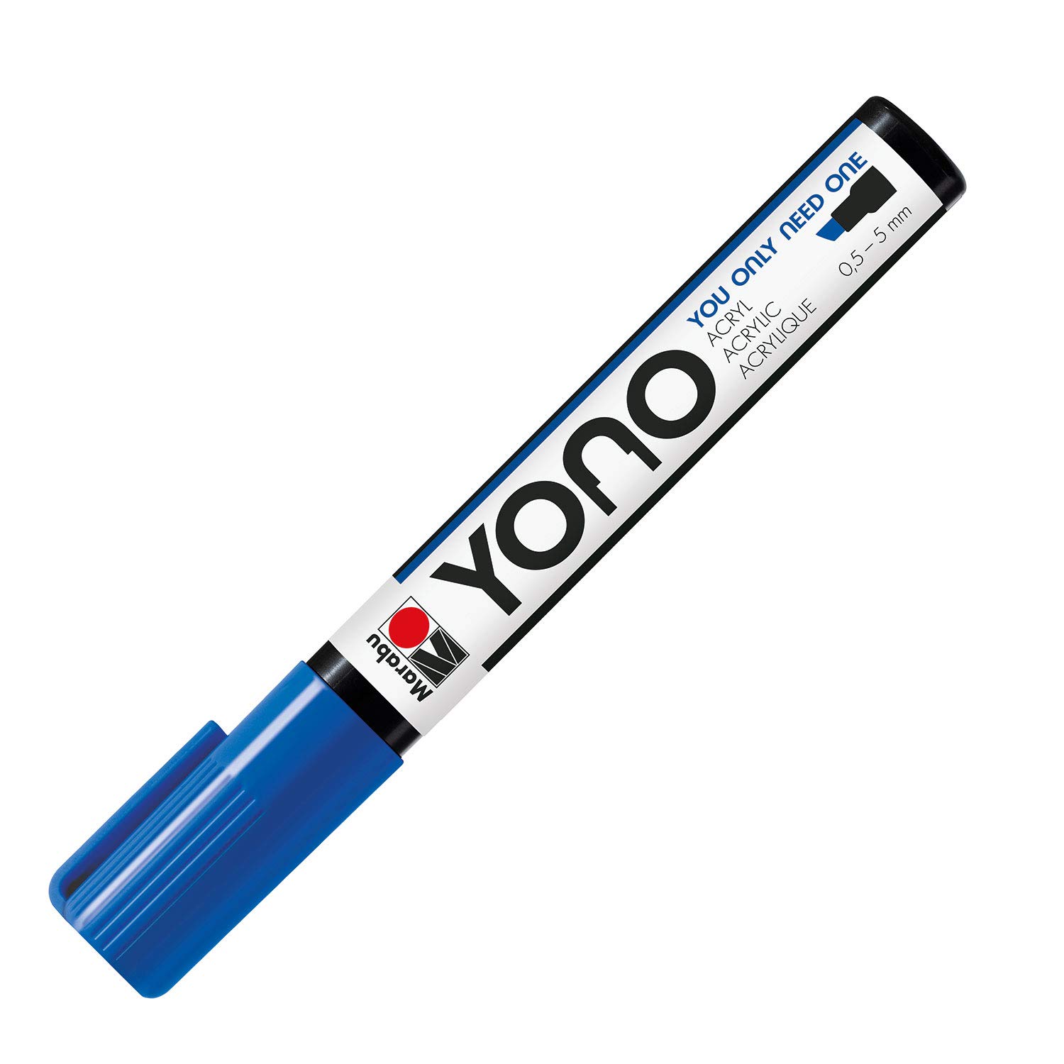Marabu 12400102053 12400102053-YONO Marker, Dark Blue 053, Versatile Acrylic Pen with Japanese Chisel Tip, Water-based, Lightfast and Waterproof, for almost all surfaces, 0.5-5 mm
