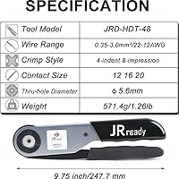 Vista 7 de JRready ST6306-1 Kit maestro de conectores Deutsch con herramienta de crimpado estilo torreta Deutsch JRD-HDT-48, conectores DT DTM DTP DTHD