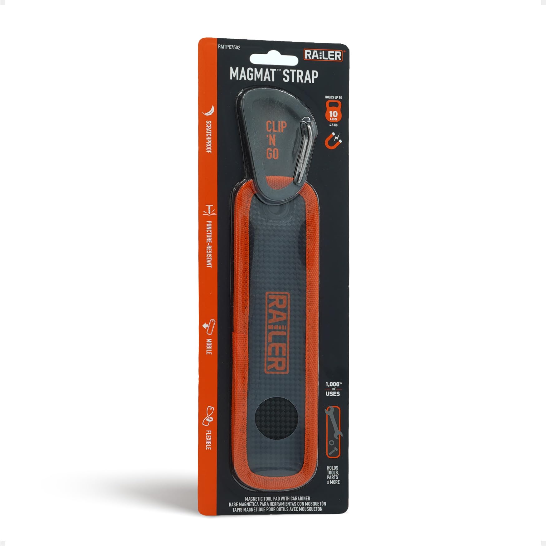 Railer MagMat Strap | Premium Magnetic Tool Pad with Carabiner. Durable Non-Slip Magnetic Tray Holds Up to 6.5lb | Efficient Tool Organizer for Workshop & Garage