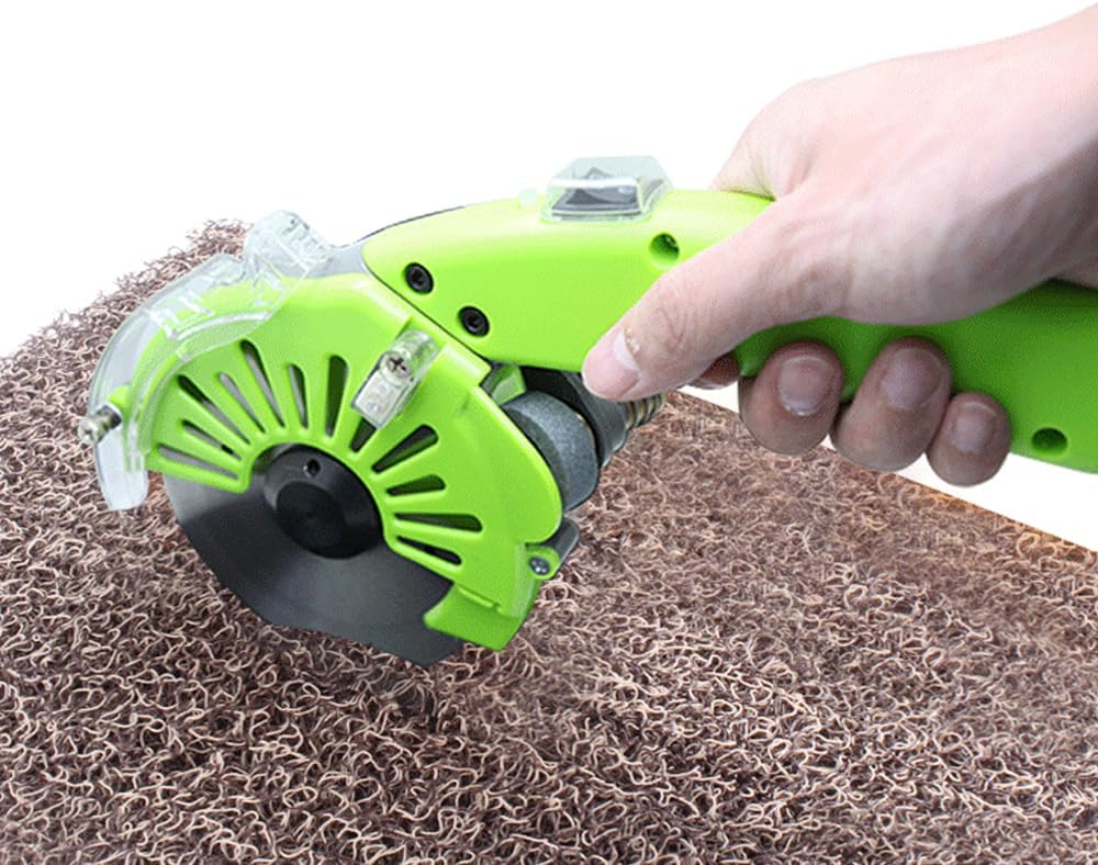 300W Fabric Rotary Cutter Electric Fabric Scissors, Round Blade Cutting Machine for Multilayer Leather Cloth Carpet, 5 Speed Adjustable, LED Light, 32mm / 1.26" Cutting Thickness