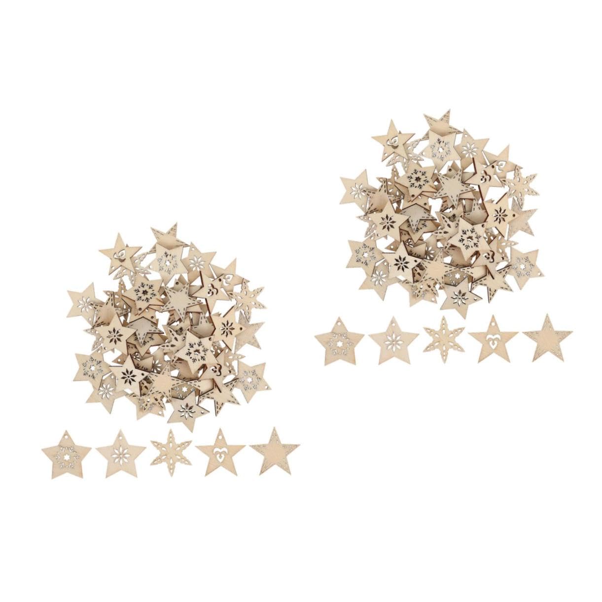 ARTIBETTER 100 pezzi Decorazioni Natalizie Legno Forma Stella Cinque Punte Fai da Te per e Decorazioni Naturale Liscio e Sicuro Accessori Artigianali per Addobbi Festivi