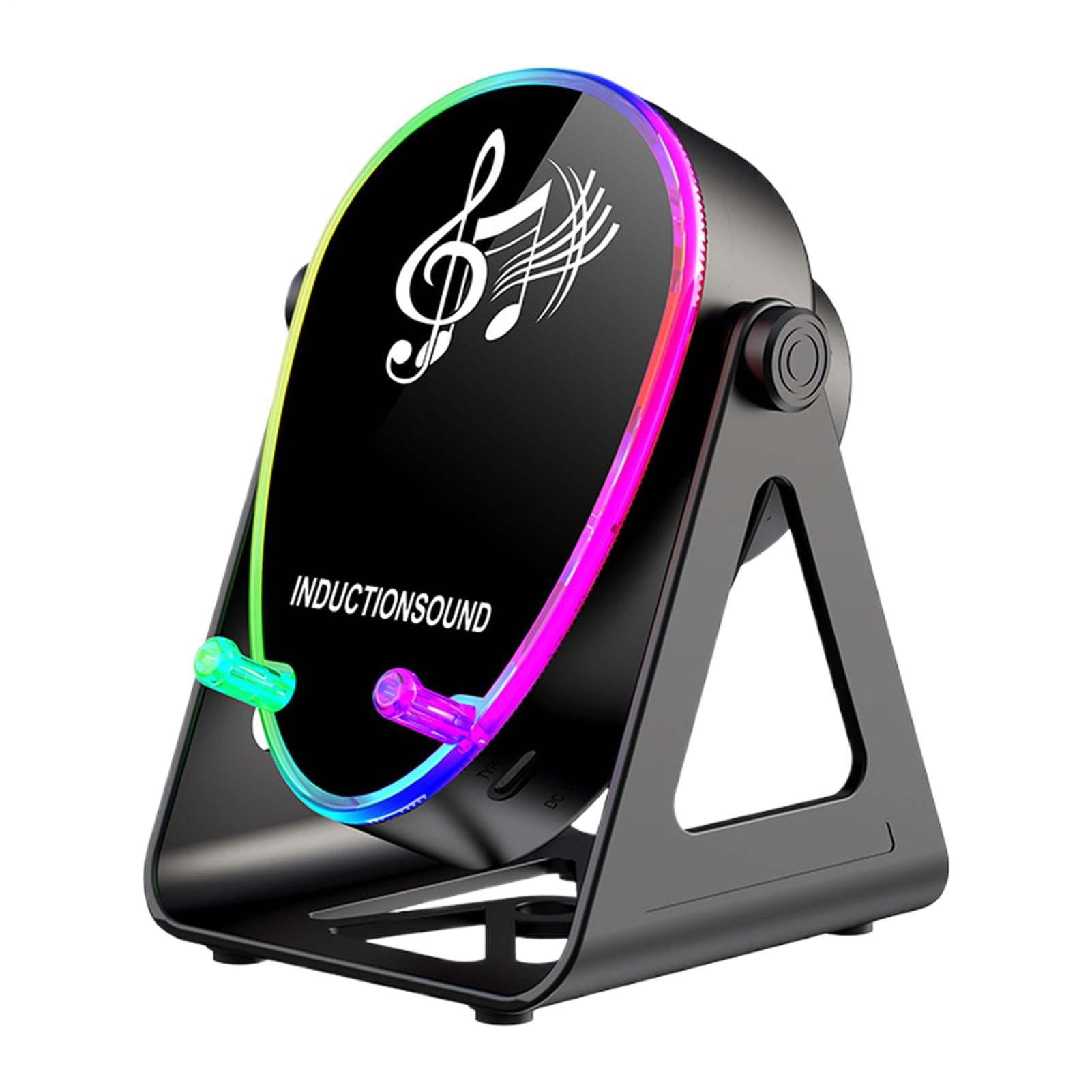 GFJryET Wireless speaker stand, Induction Speaker | 180-degree Rotation Stereo Sound with Light,Portable Speakers(Black)