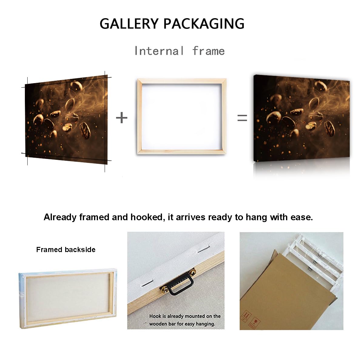 Via Vela Wall Painting Canvas Beads Coffee Modern Theme Wall Print Brown Pictures Kitchen Poster Painting For Living Room Home Decor 75x100cm Inner Frame
